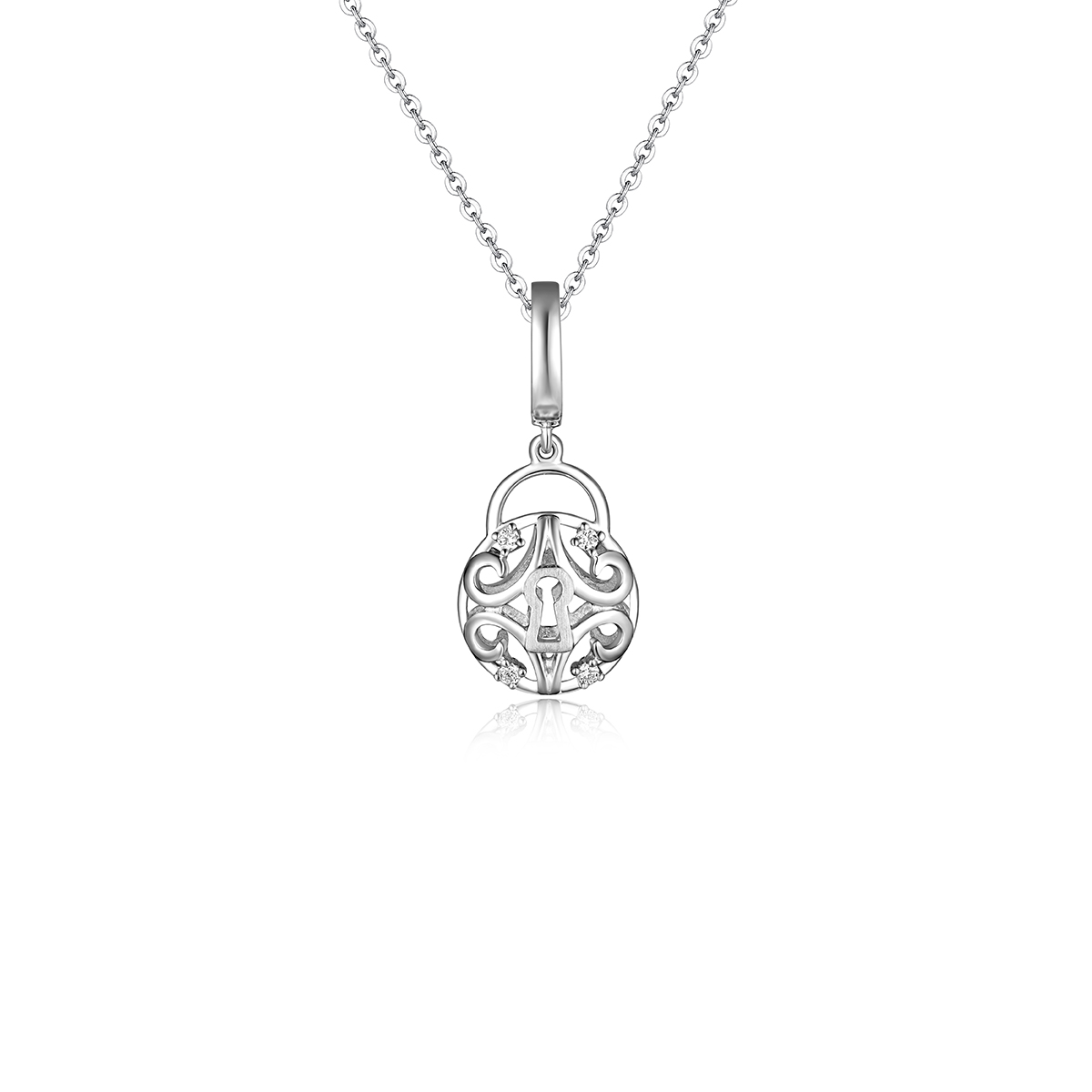 六福珠寶18K金串飾 - "愛鎖"18K金鑽石串飾–多色選擇