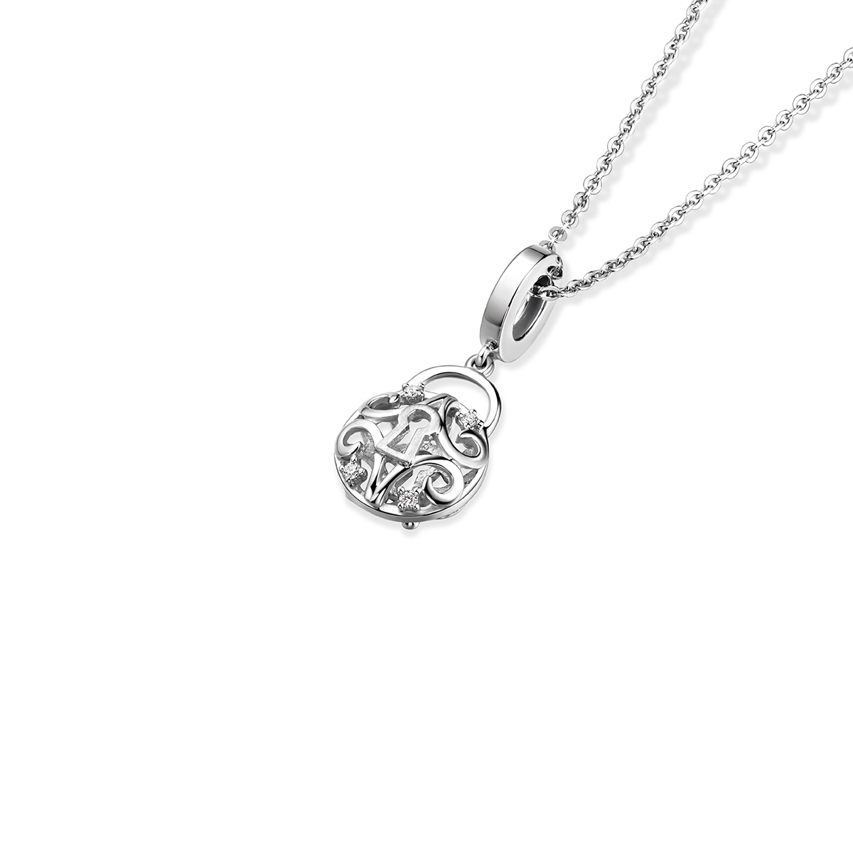 六福珠寶18K金串飾 - "愛鎖"18K金鑽石串飾–多色選擇