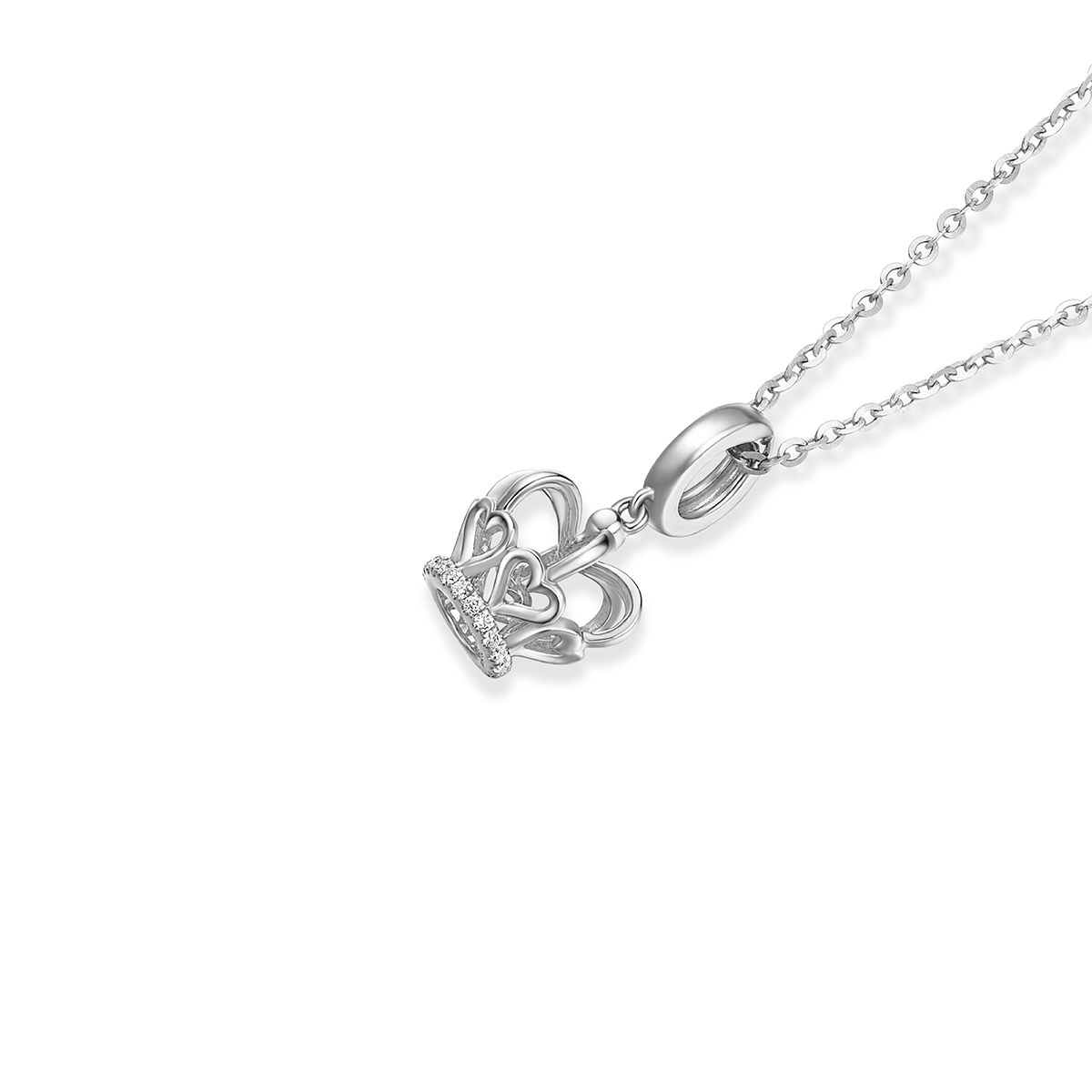 六福珠寶18K金串饰 - 【LISTING CLOSED】"公主皇冠"18K金(白色)钻石串饰