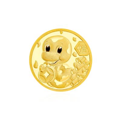 六福珠寶黃金工藝品 - "財福祥蛇"999.9黃金章