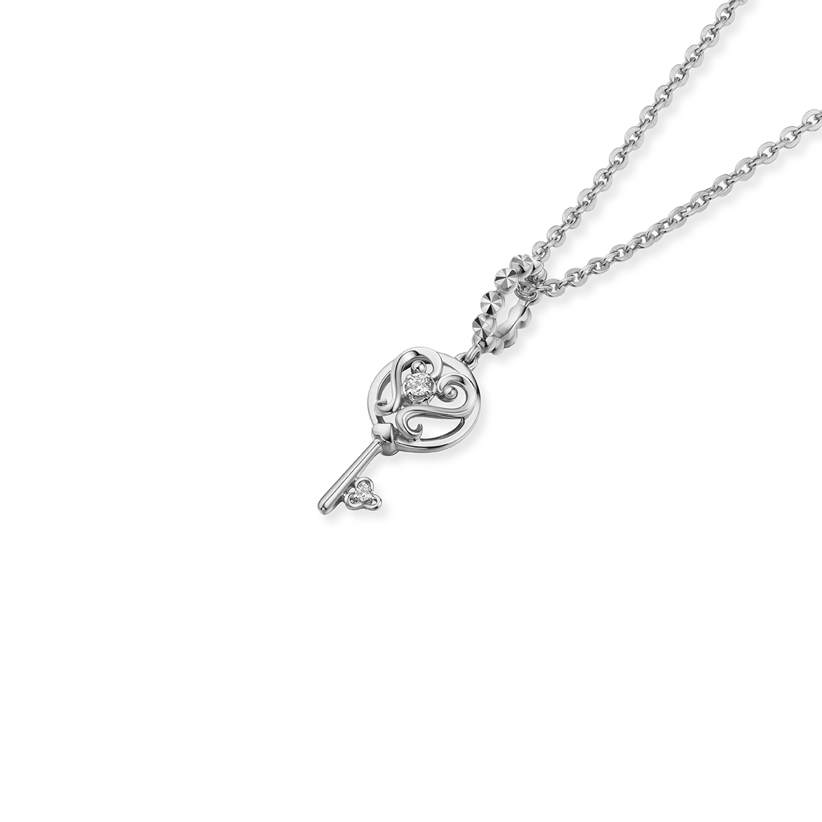 六福珠寶18K金串飾 - 【LISTING CLOSED】"開啟幸福"鎖匙造型18K金鑽石串飾–多色選擇