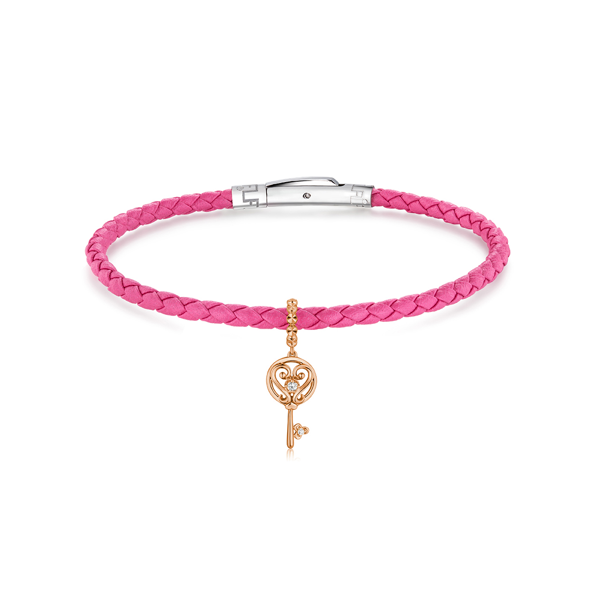 六福珠寶18K金串飾 - 【LISTING CLOSED】"開啟幸福"鎖匙造型18K金鑽石串飾–多色選擇