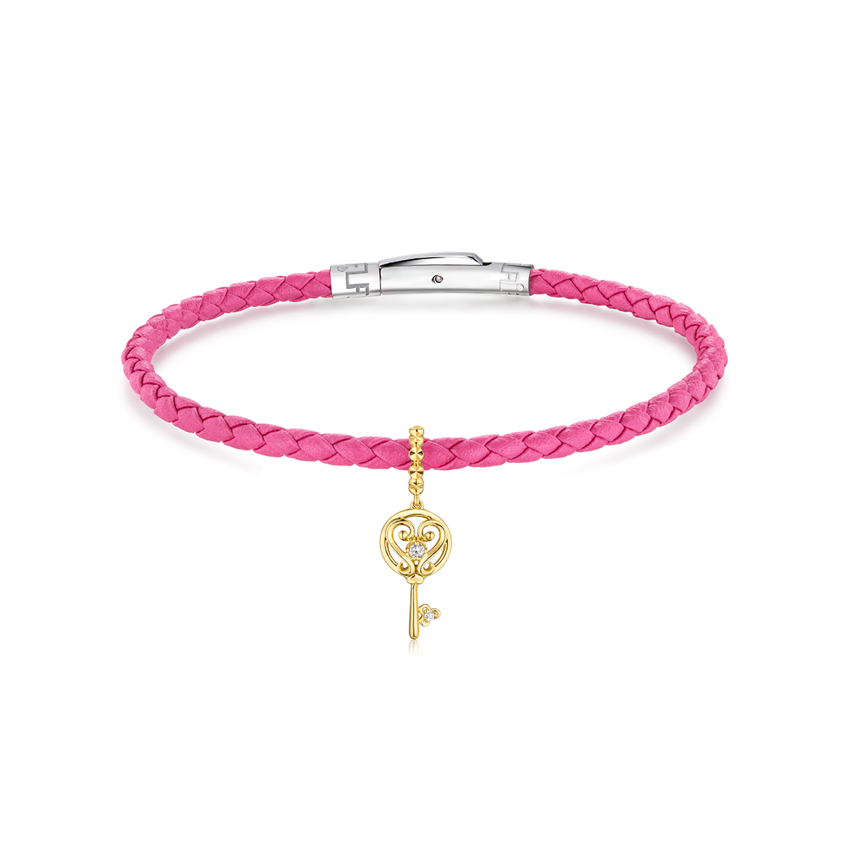 六福珠寶18K金串飾 - 【LISTING CLOSED】"開啟幸福"鎖匙造型18K金鑽石串飾–多色選擇