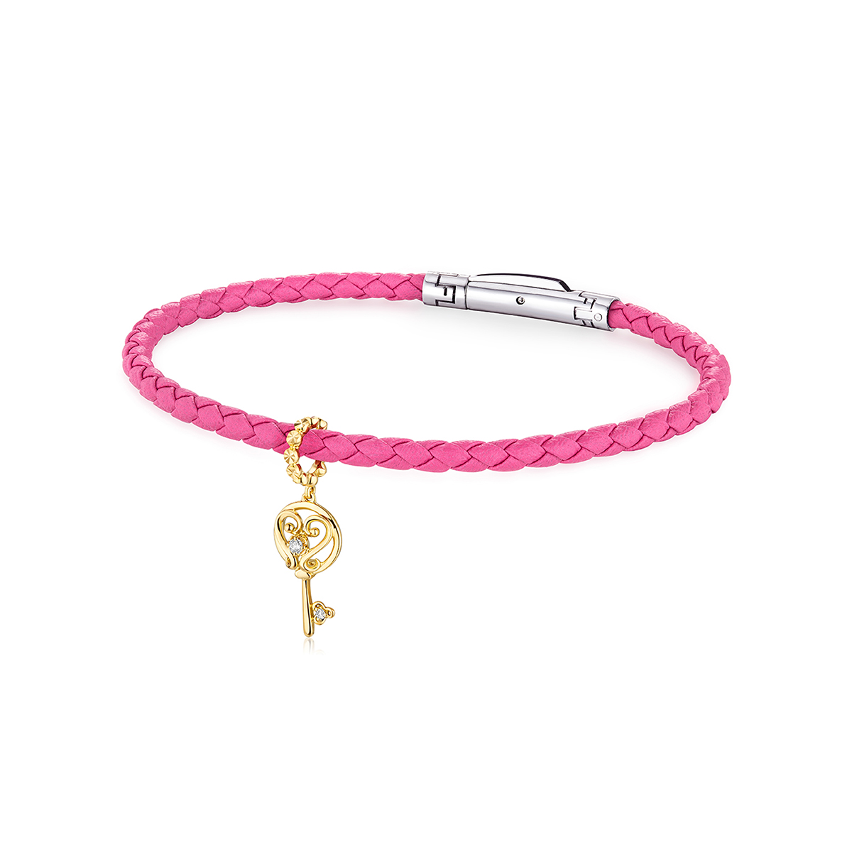 六福珠寶18K金串飾 - 【LISTING CLOSED】"開啟幸福"鎖匙造型18K金鑽石串飾–多色選擇