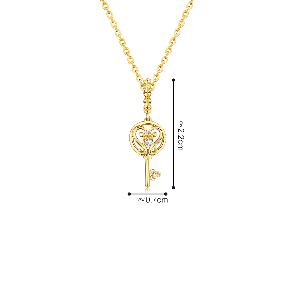 六福珠寶18K金串飾 - 【LISTING CLOSED】"開啟幸福"鎖匙造型18K金鑽石串飾–多色選擇