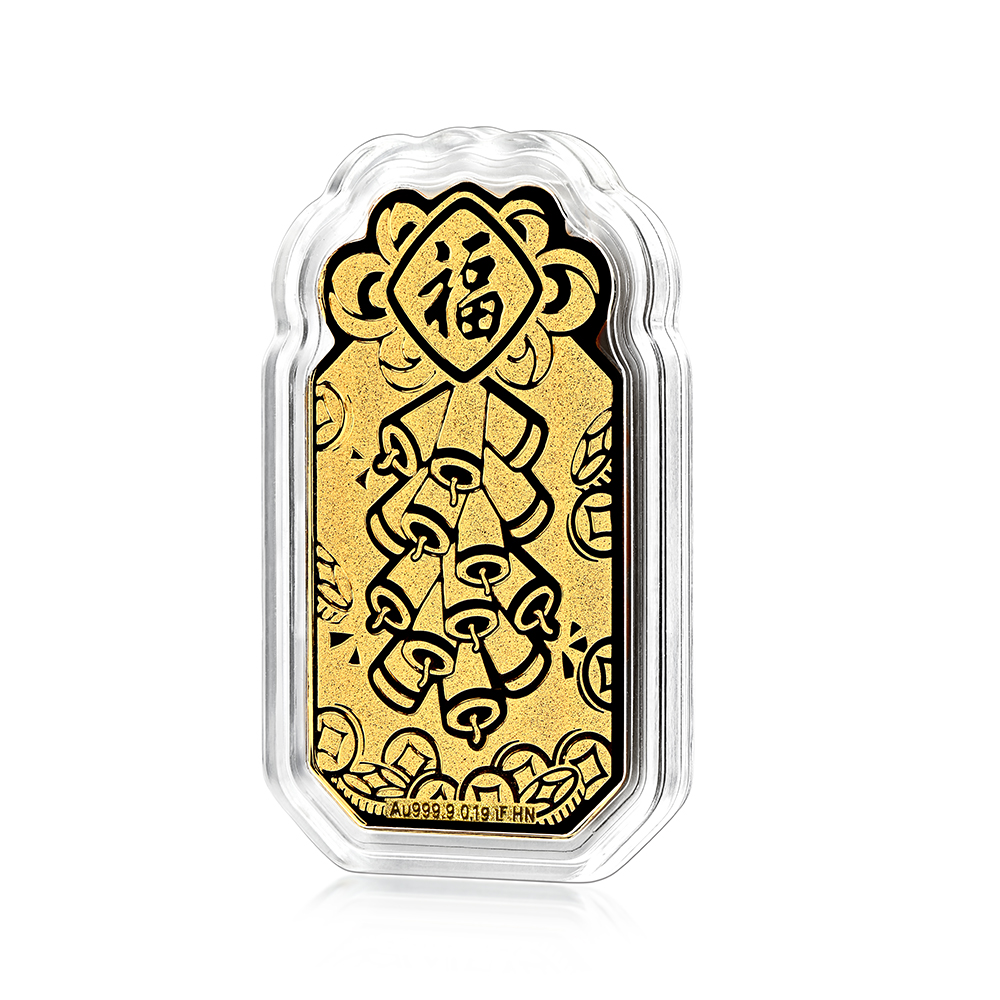 六福珠寶黃金工藝品 - “接福醒獅”999.9黃金工藝品