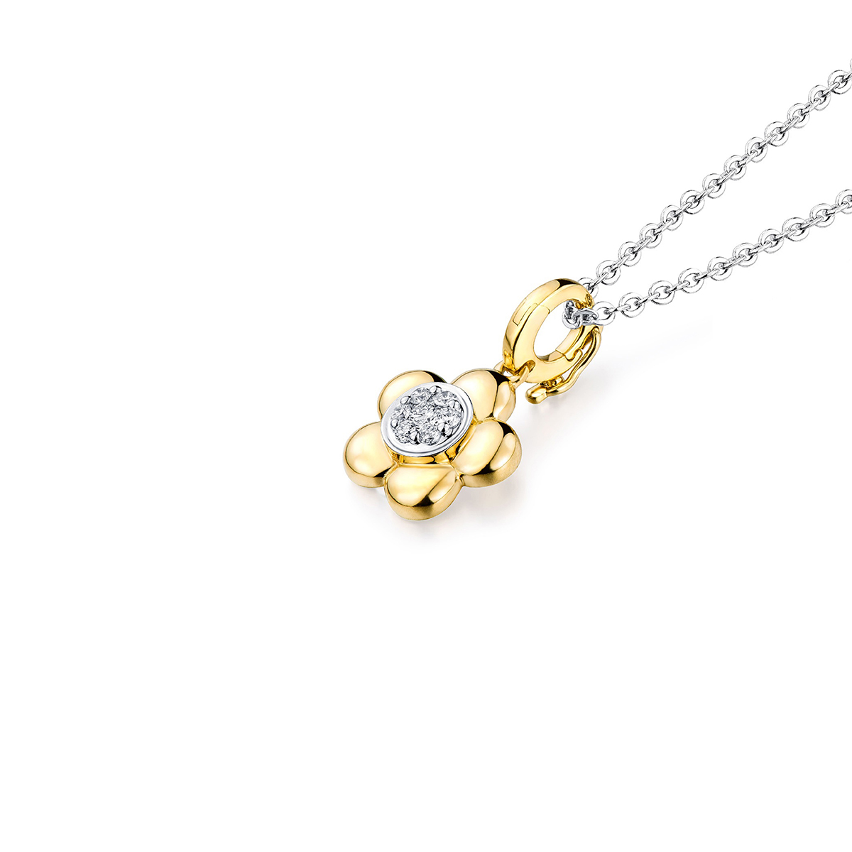 六福珠寶18K金串飾 - "太陽花"18K金(分色)鑽石串飾