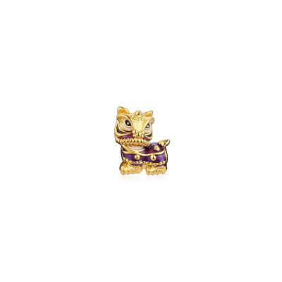 六福珠寶黃金串飾 - "祈福雄獅–吉祥紫獅"999足金串飾連手繩