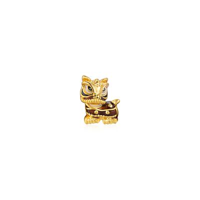 六福珠寶黃金串飾 - "祈福雄獅–長壽褐獅"999足金串飾連手繩