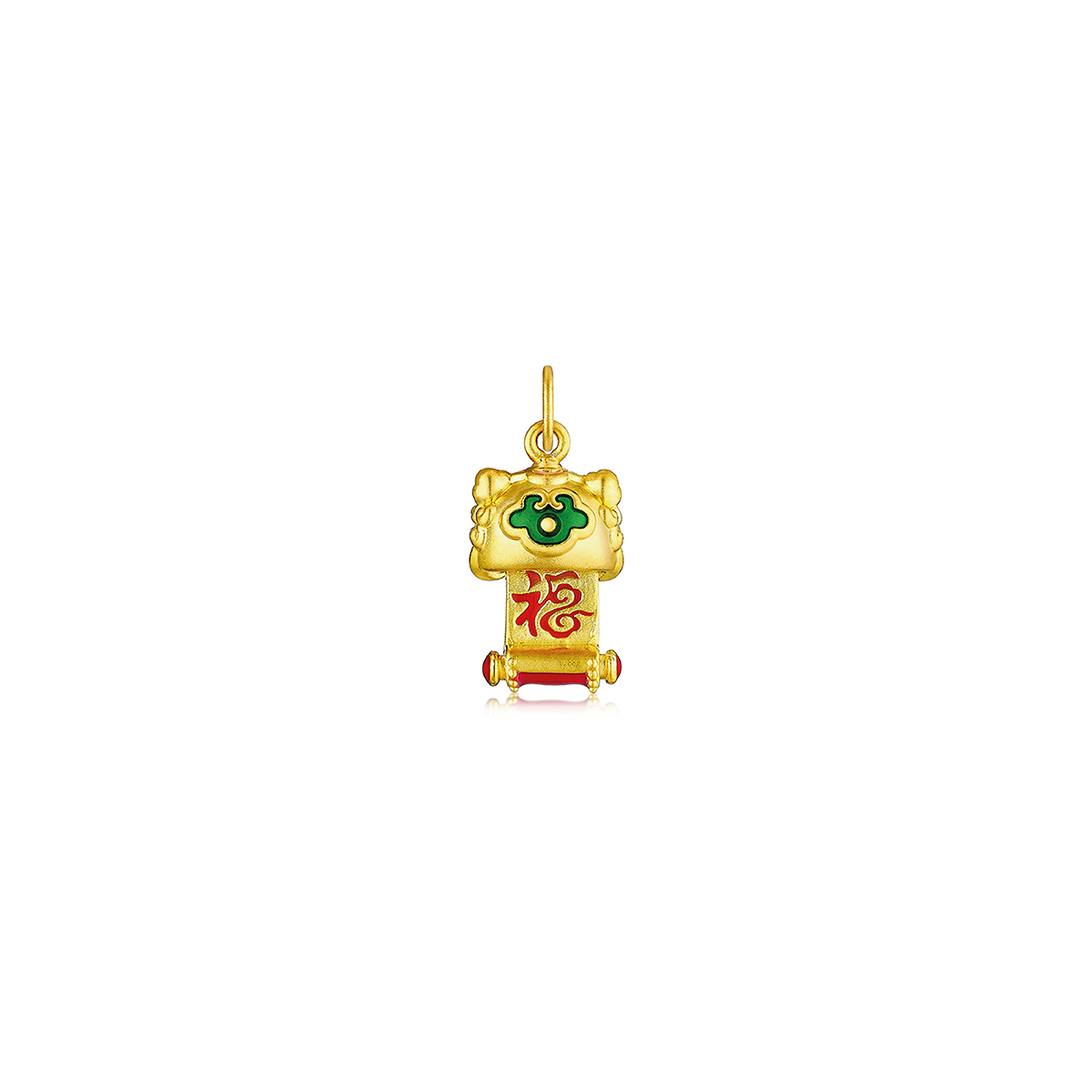 六福珠寶黃金串飾 - "招富喜獅"999足金串飾連手繩