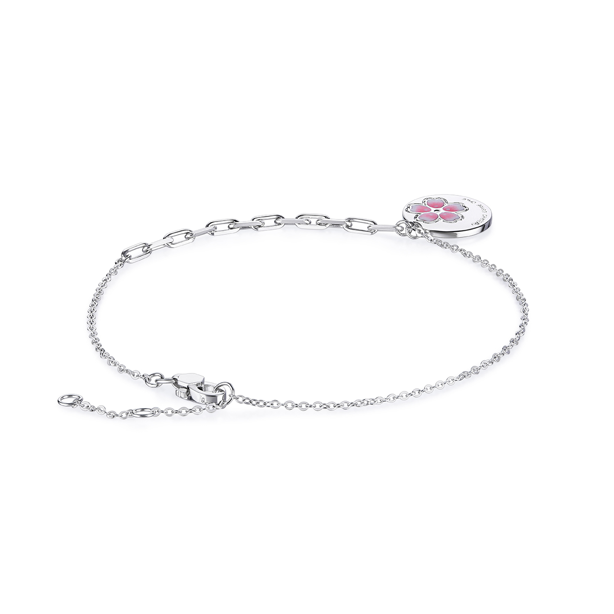 六福珠寶铂金手链 - 【LISTING CLOSED】"樱花蜜语"950铂金珐瑯手链