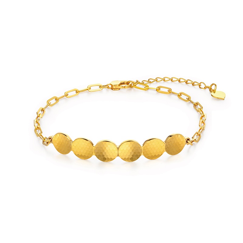 六福珠寶黃金手鏈 - "閃耀星河"990黃金手鏈(車花工藝)