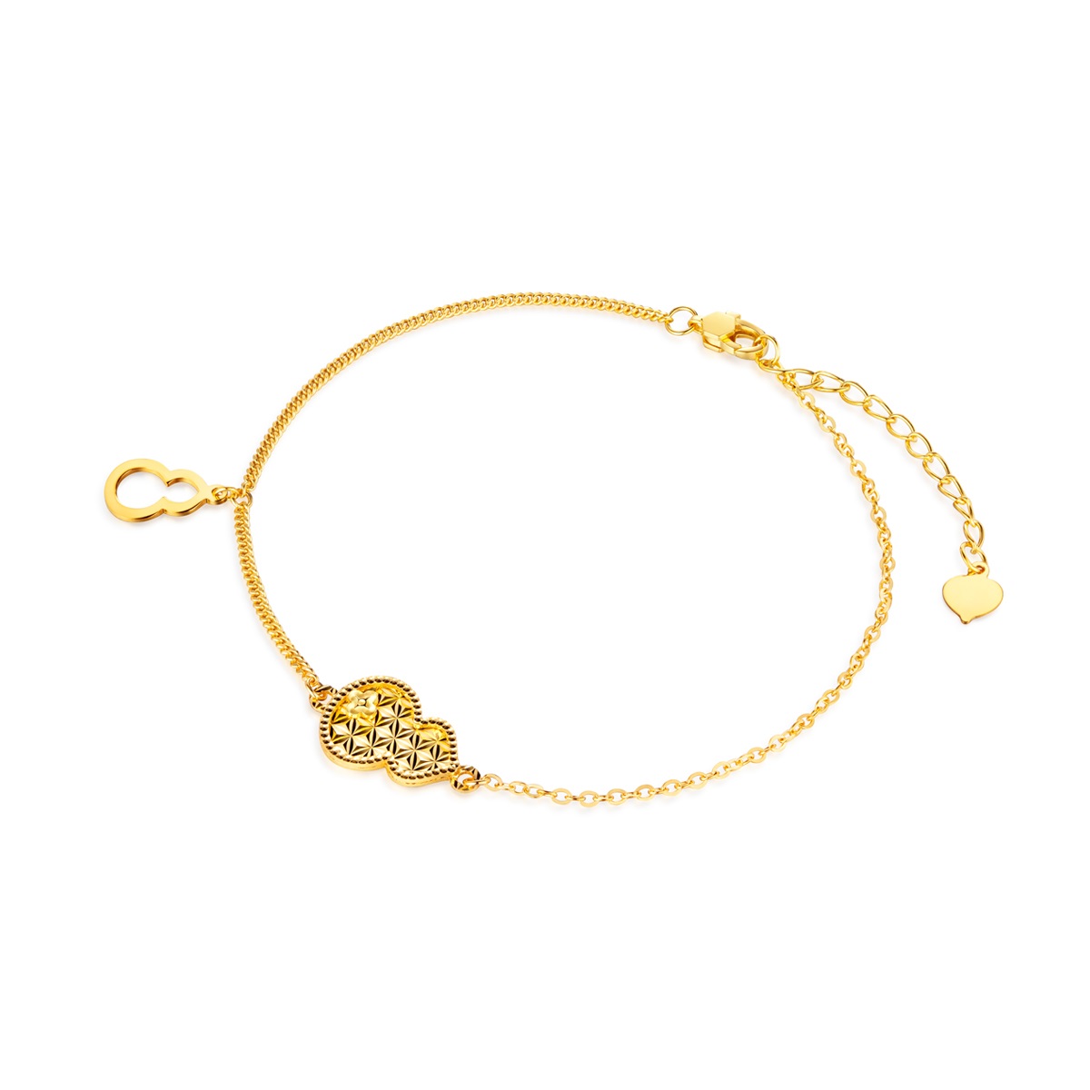 六福珠寶黃金手鏈 - "福祿倍至"葫蘆造型990黃金手鏈