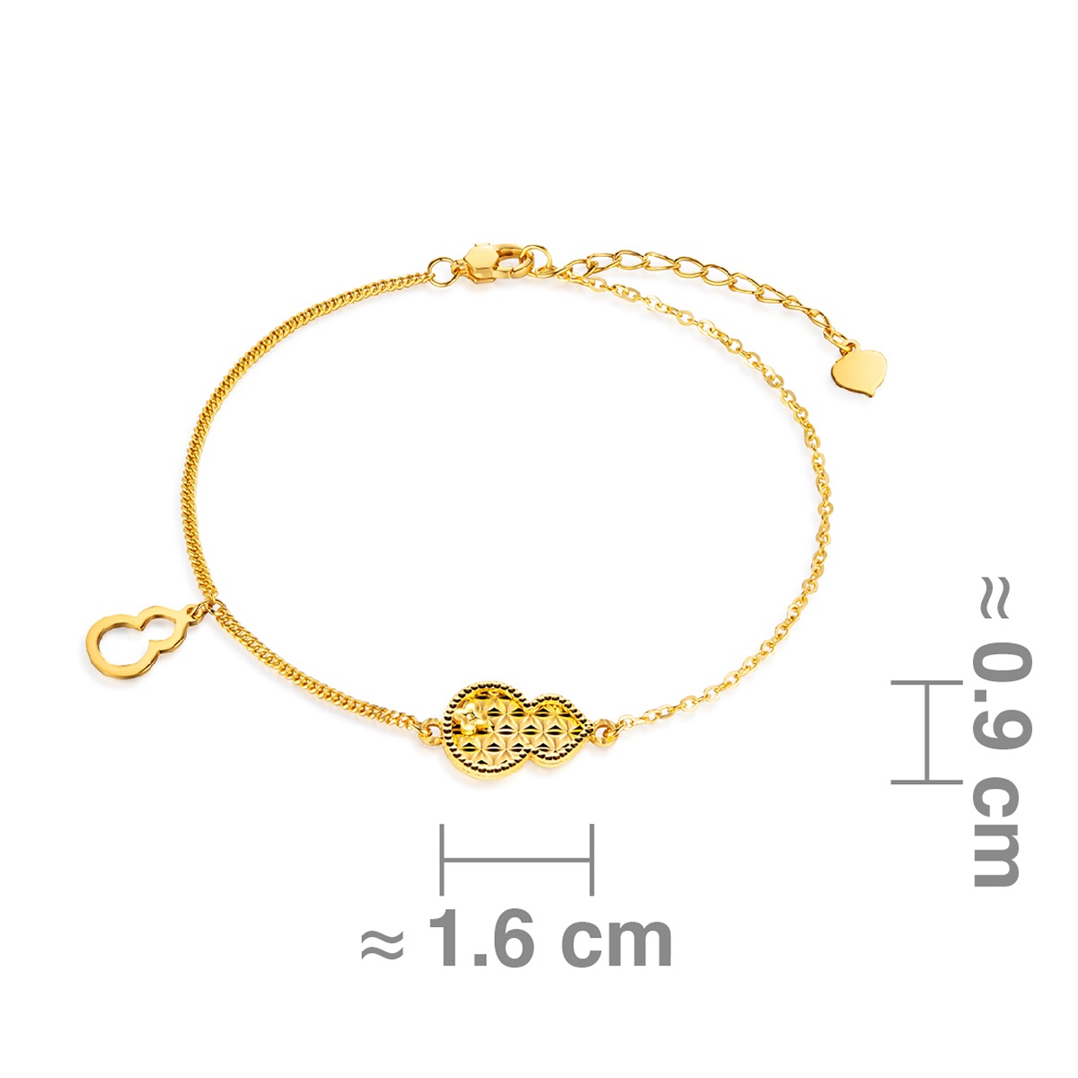 六福珠寶黃金手鏈 - "福祿倍至"葫蘆造型990黃金手鏈