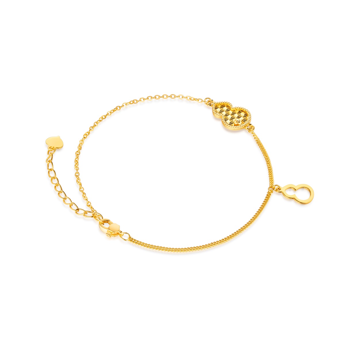 六福珠寶黃金手鏈 - "福祿倍至"葫蘆造型990黃金手鏈