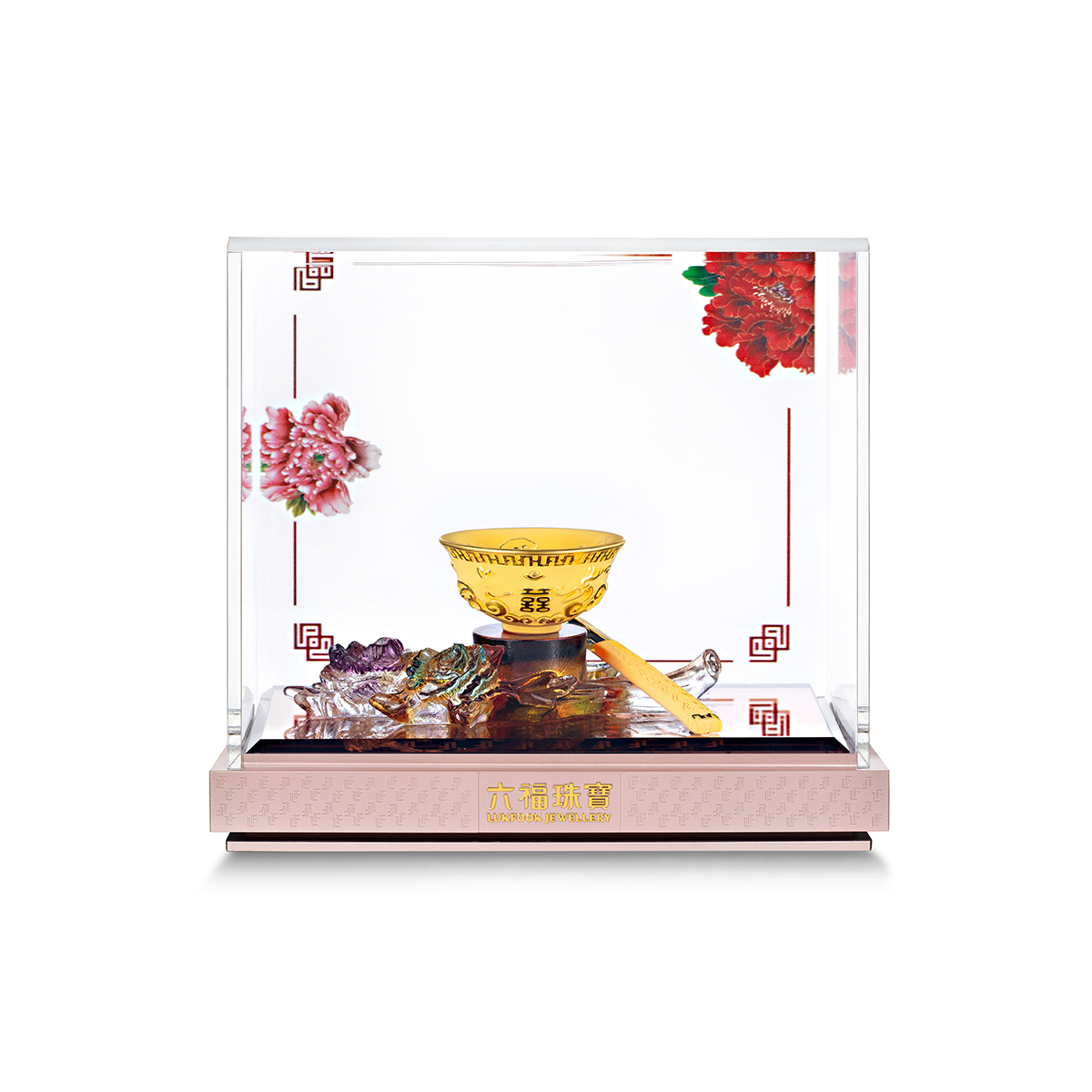 六福珠寶黃金擺件 - “婚嫁碗筷”999足金擺件