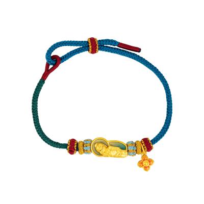 六福珠寶黃金串飾 - "潮趣佛"999足金串飾連手繩