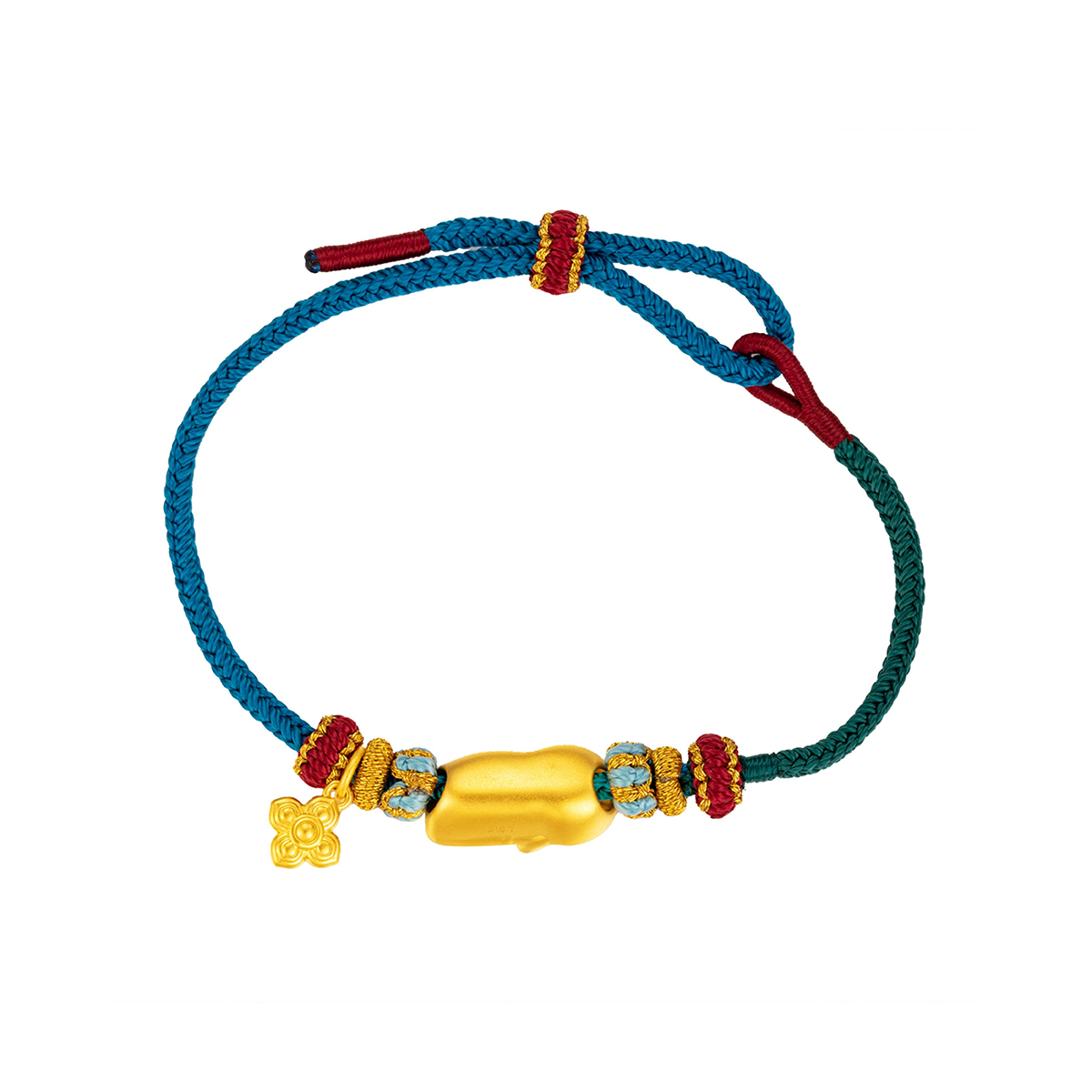 六福珠寶黃金串飾 - "潮趣佛"999足金串飾連手繩