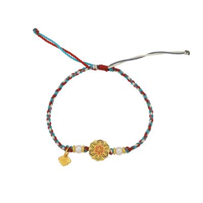 六福珠寶黃金串飾 - "花開見佛"999.9黃金串飾連手繩