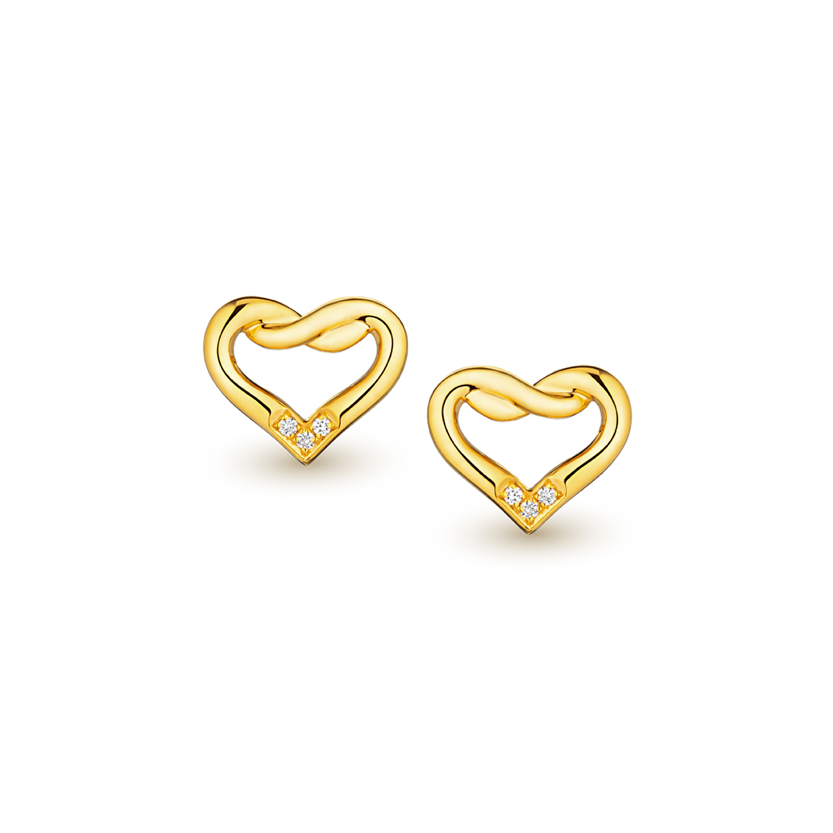 六福珠寶黃金耳環 - "知心"990黃金鑽石耳環