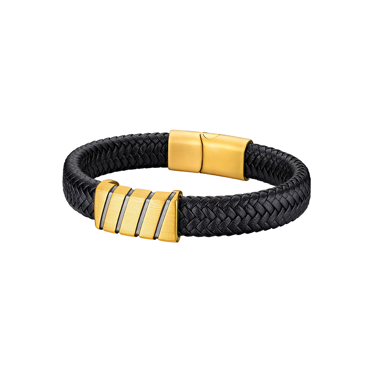 六福珠寶黃金串飾 - [LISTING CLOSED]"黑‧潮–酷黑線條"990黃金串飾(男裝)連皮質手帶(5D電黑硬金工藝)