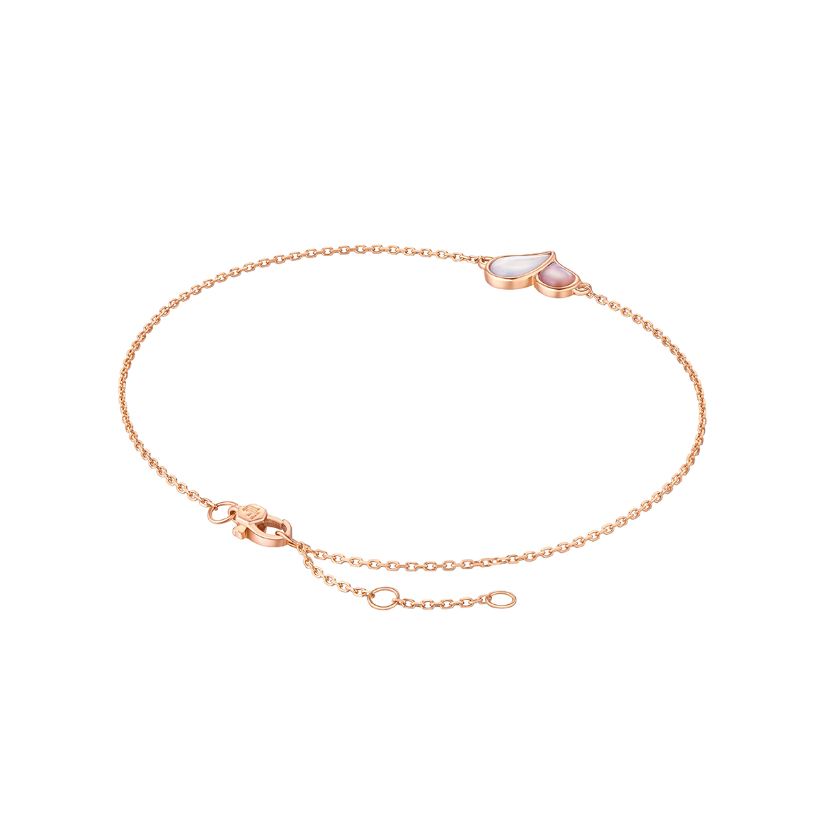 六福珠寶18K金手鏈 - 【LISTING CLOSED】"為愛比心"18K玫瑰金貝母手鏈