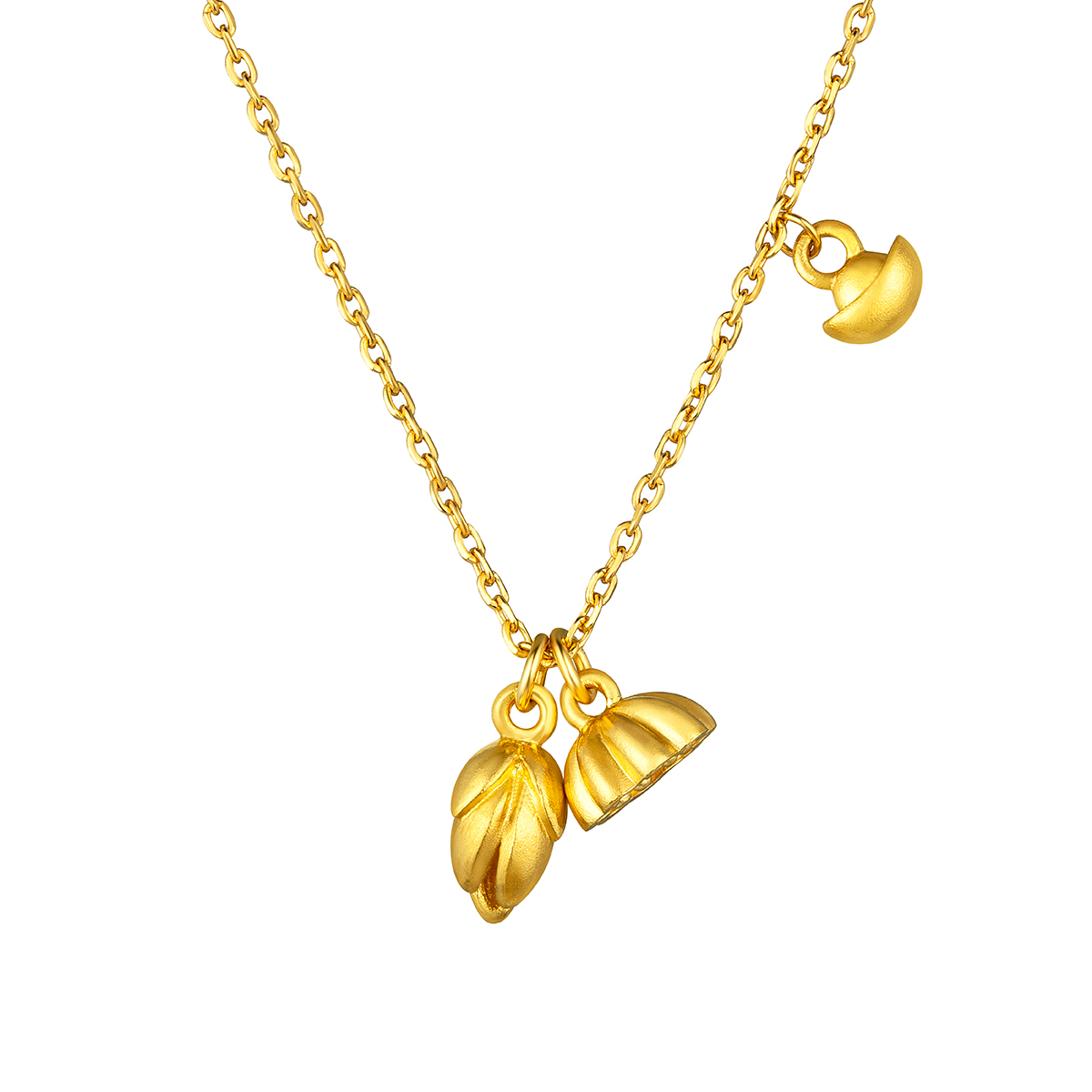 六福珠寶黃金頸鏈 - "蓮盛•蓬生"999.9黃金頸鏈