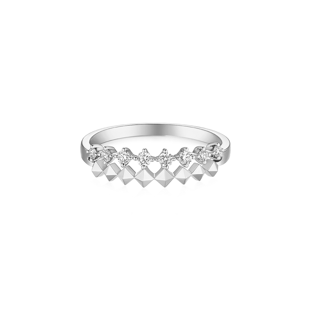 六福珠寶18K金戒指 - "立體方塊圖案"18K金鑽石戒指-多色選擇