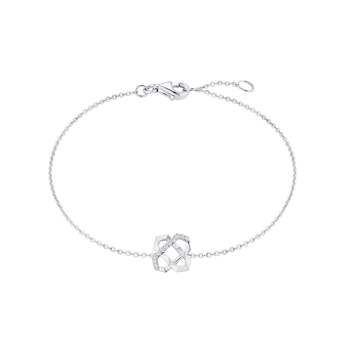 六福珠寶18K金手鏈 - "浪漫回應"18K金(白色)鑽石手鏈