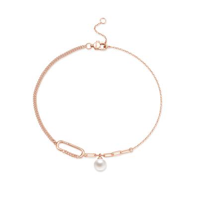 六福珠寶18K金手鏈 - "鏈"愛循環18K玫瑰金鑽石手鏈