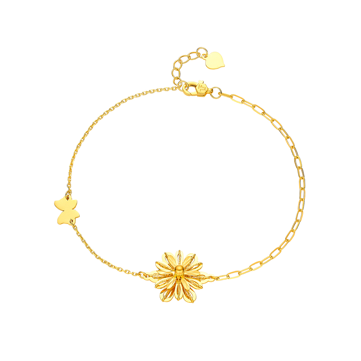 六福珠寶黃金手鏈 - "戀花"990黃金手鏈