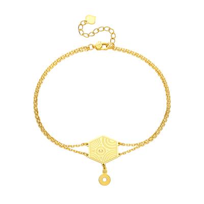 六福珠寶黃金手鏈 - "雨落祥紋"990黃金手鏈