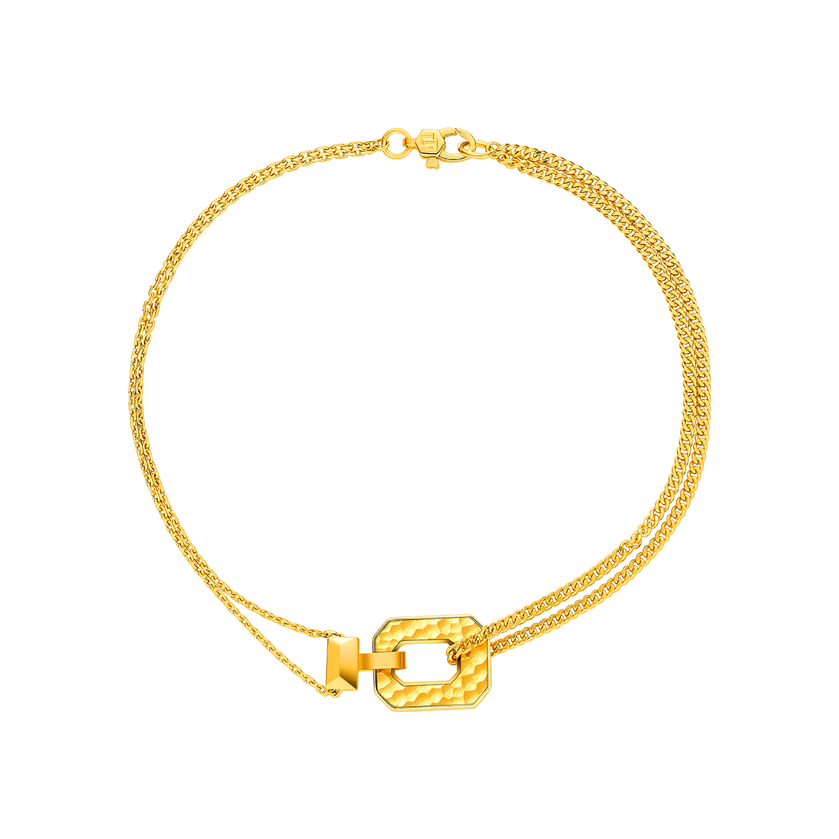 六福珠寶黃金手鏈 - "幽香小瓶"錘紋圖案990黃金手鏈