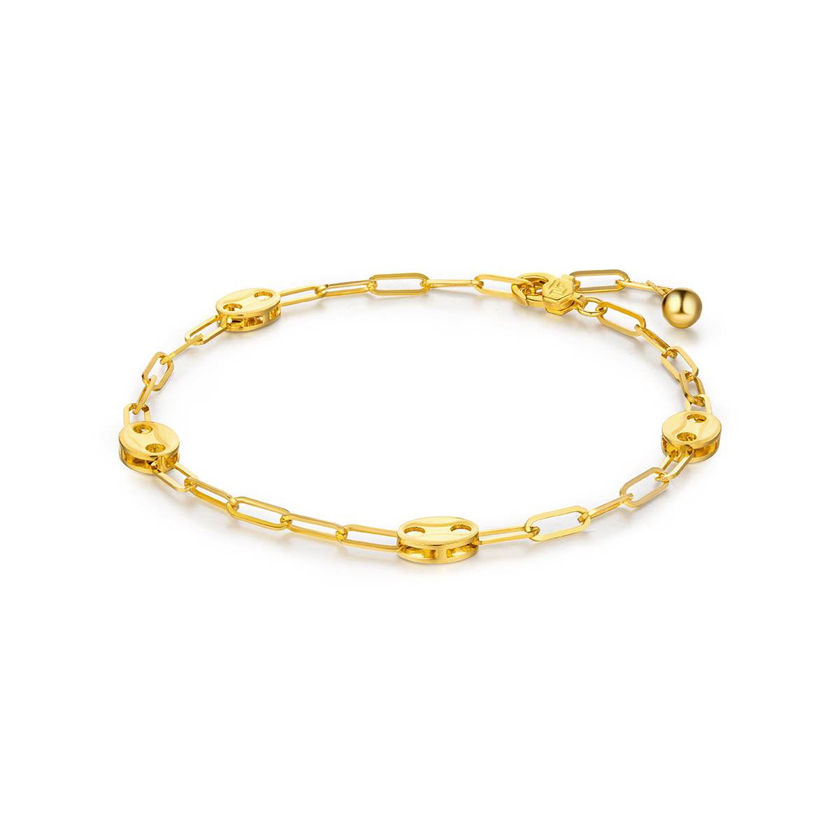 六福珠寶黃金手鏈 - "甜酷風尚"990黃金手鏈