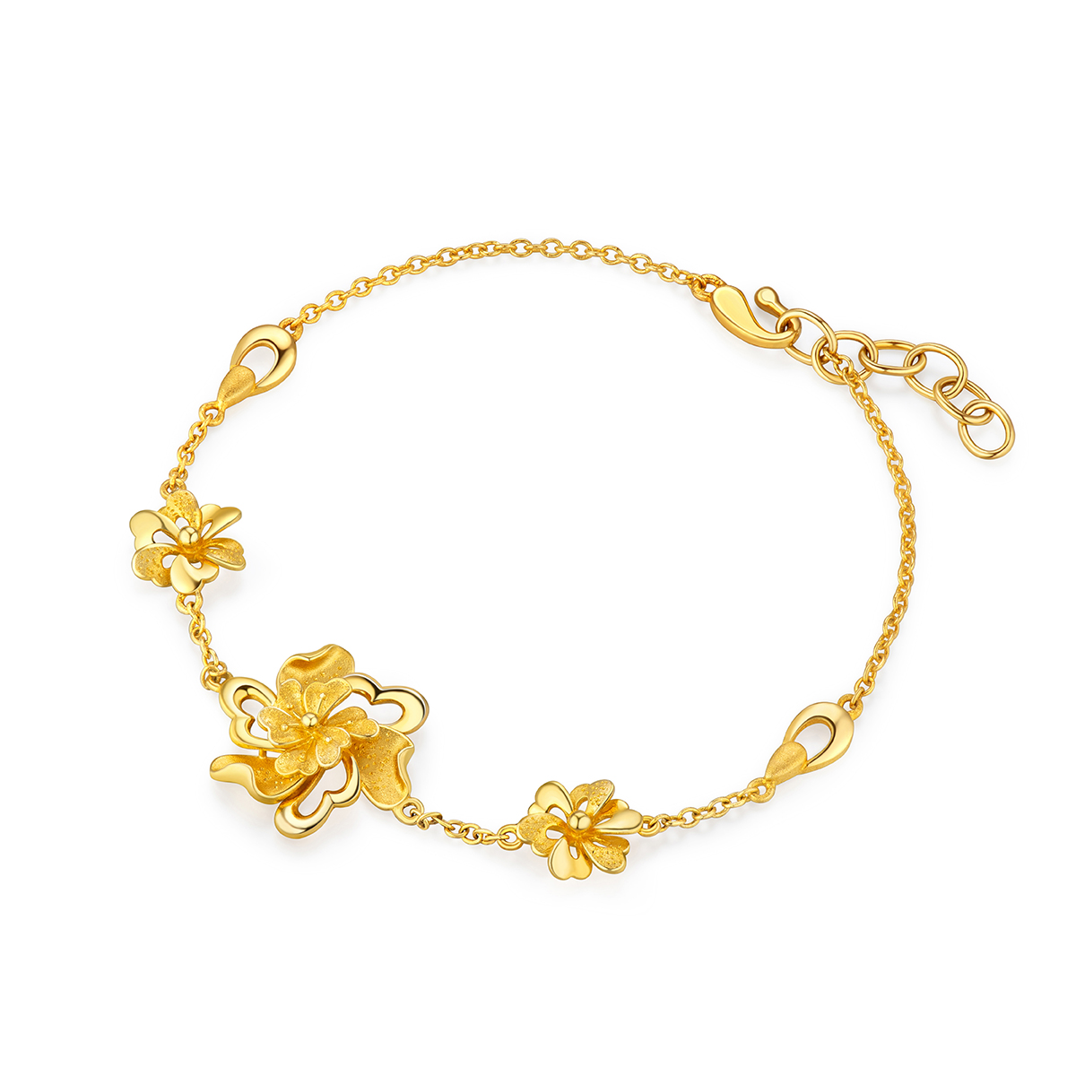 六福珠寶黃金手鏈 - 【LISTING CLOSED】"六心花"造型999.9黃金手鏈