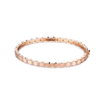 六福珠寶18K金手鐲 - “Hexicon”18K玫瑰金六角形鑽石手鐲