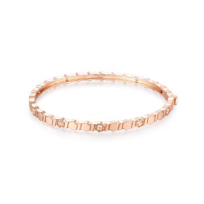 六福珠寶18K金手鐲 - “Hexicon”18K玫瑰金六角形鑽石手鐲