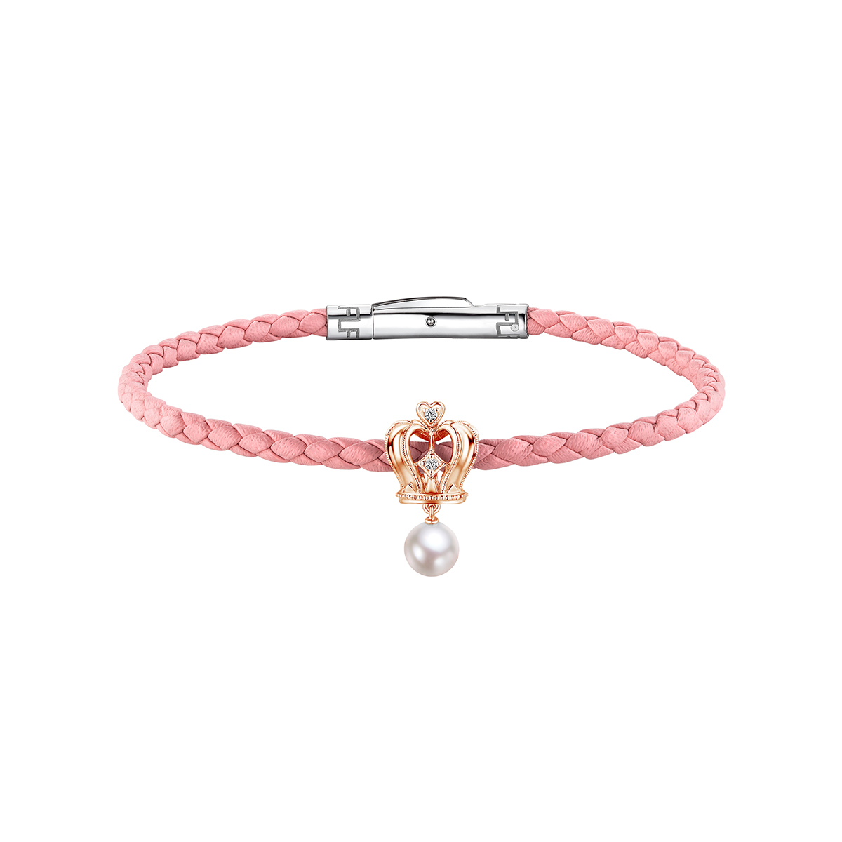 六福珠寶18K金串飾 - "「珍」愛之冠"皇冠形18K金珍珠鑽石串飾-多色選擇