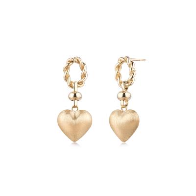 六福珠寶18K金耳環 - "心動信號"18K金(黃色)復古心形耳環