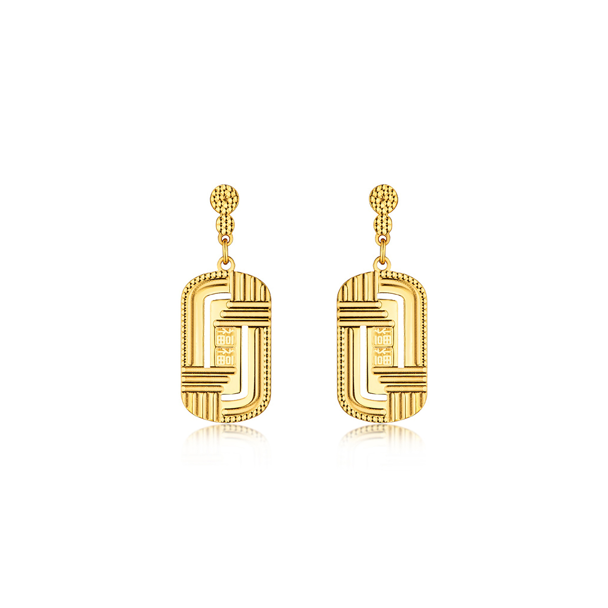 六福珠寶黃金耳環 - "福慧雙修"990黃金耳環