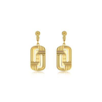 六福珠寶黃金耳環 - "福慧雙修"990黃金耳環