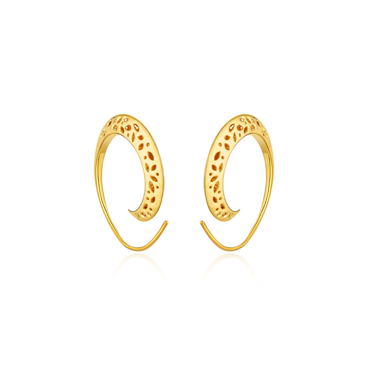 六福珠寶黃金耳環 - "太極"999足金耳環