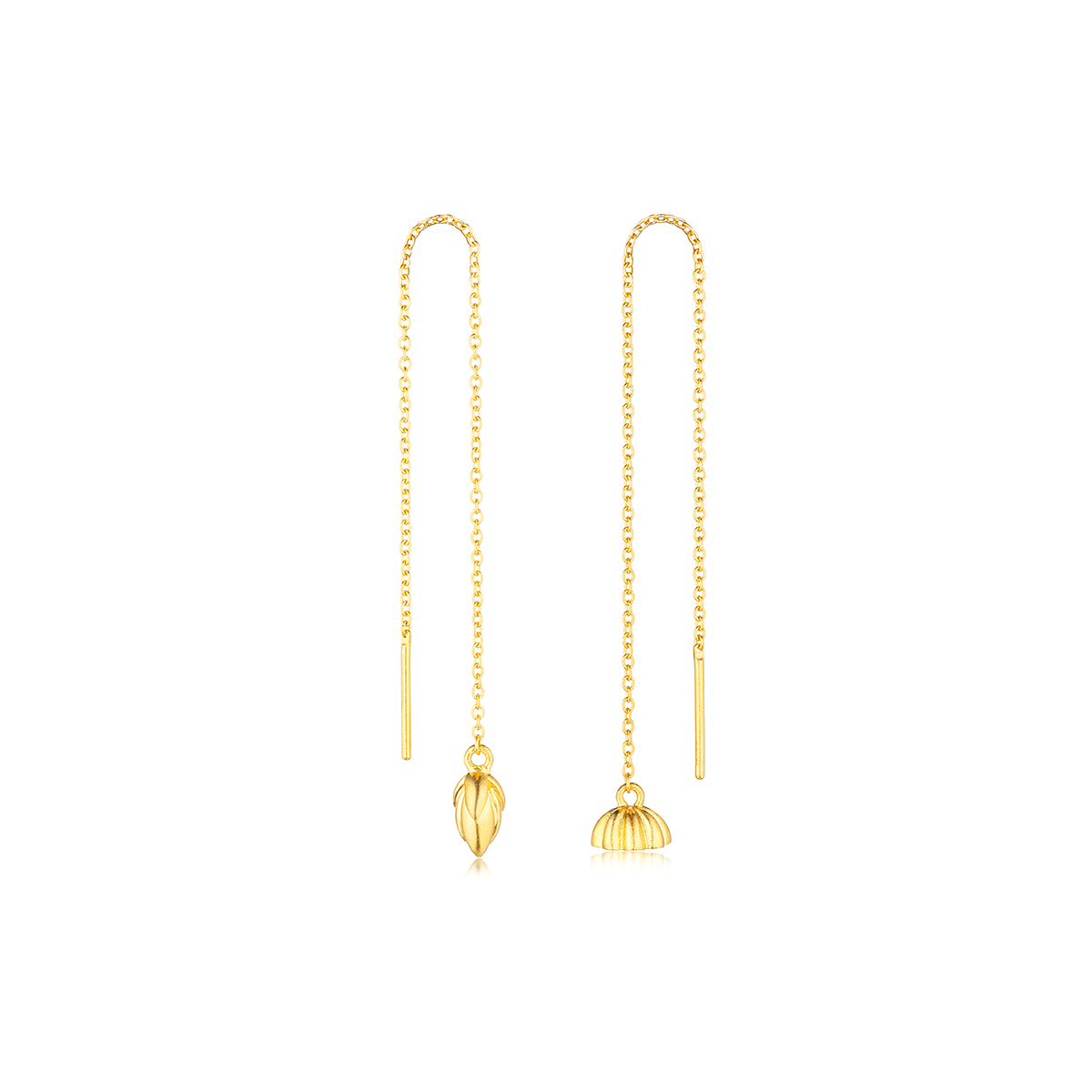 六福珠寶黃金耳環 - "蓮盛•蓬生"999.9黃金耳環