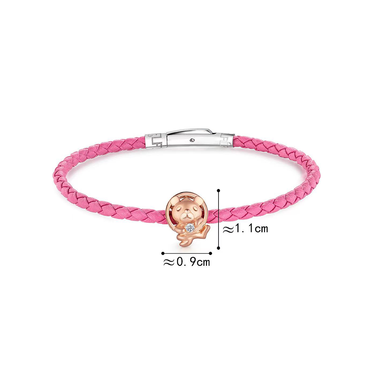 六福珠寶18K金串飾 - "萌趣小熊"18K金鑽石串飾-多色選擇