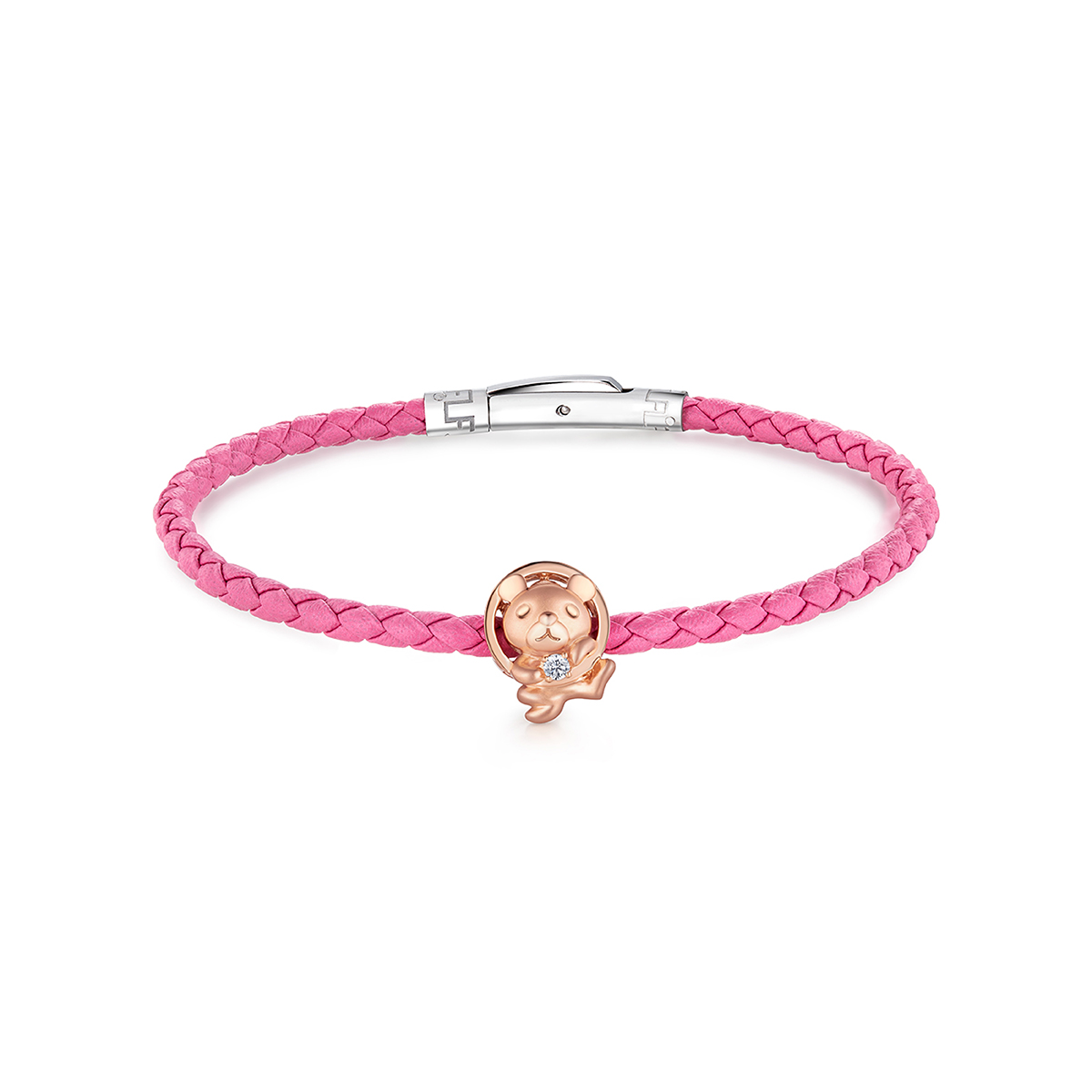 六福珠寶18K金串飾 - "萌趣小熊"18K金鑽石串飾-多色選擇