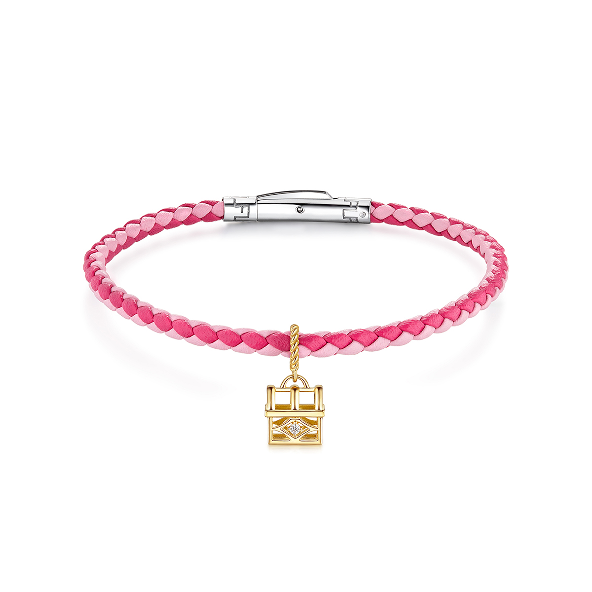 六福珠寶18K金串飾 - "愛的寶箱"18K金鑽石串飾-多色選擇