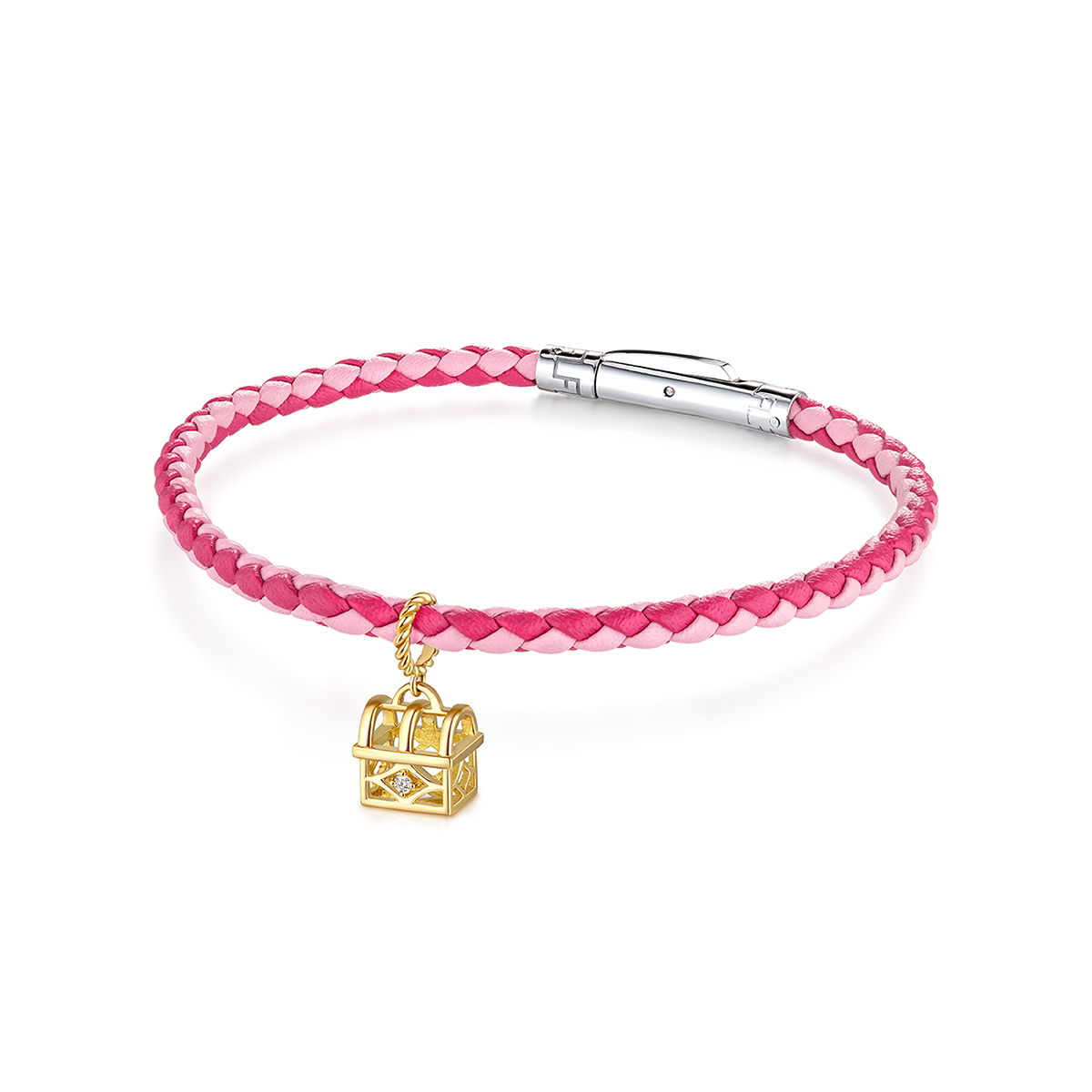 六福珠寶18K金串飾 - "愛的寶箱"18K金鑽石串飾-多色選擇