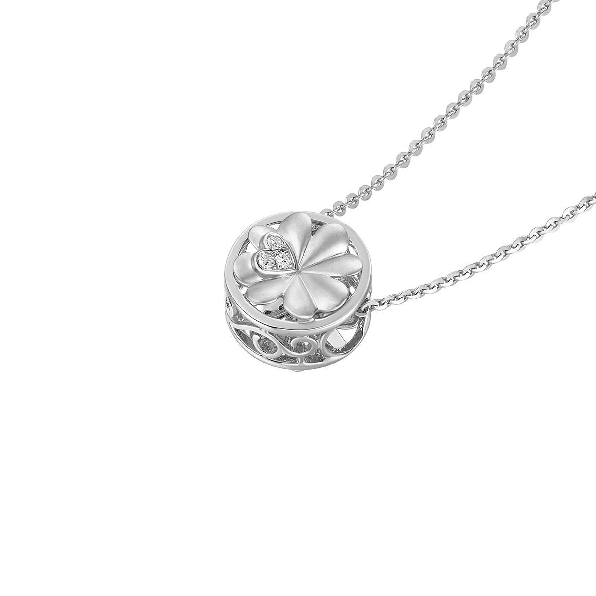 六福珠寶18K金串飾 - "幸運四葉草"18K金鑽石串飾-多色選擇