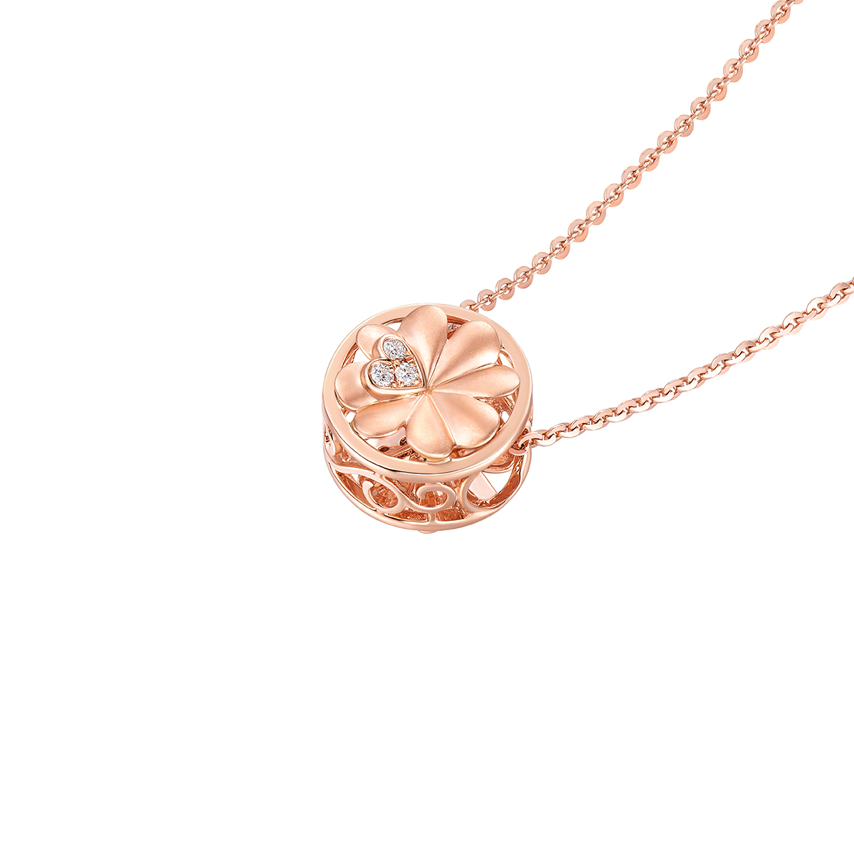 六福珠寶18K金串飾 - "幸運四葉草"18K金鑽石串飾-多色選擇