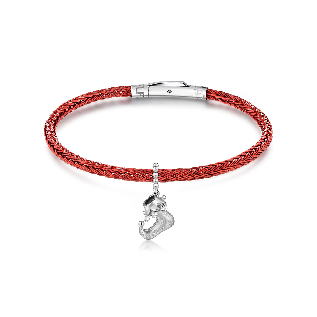 六福珠寶18K金串飾 - "奇幻小靴"18K金(白色)鑽石串飾